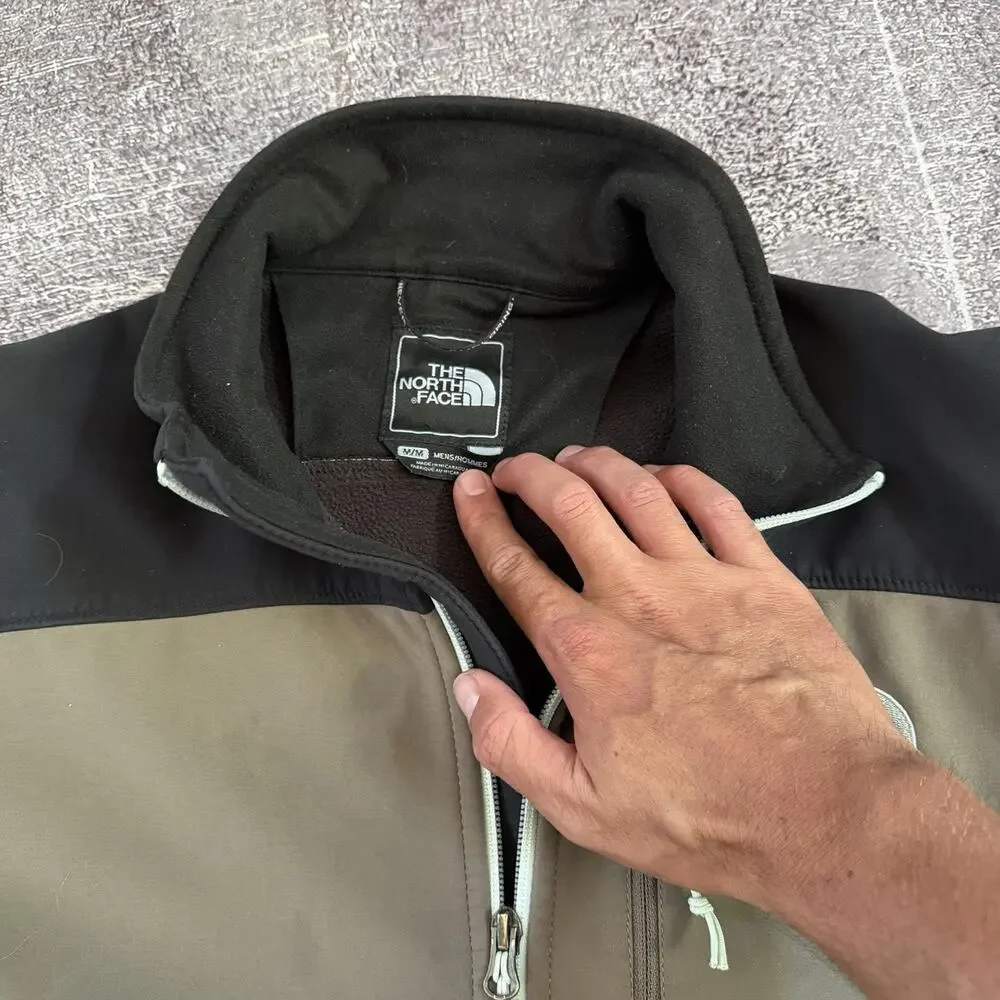 Men's The North Face Apex Soft Shell Brown Beams Color Block Zip Up Jacket Sz M